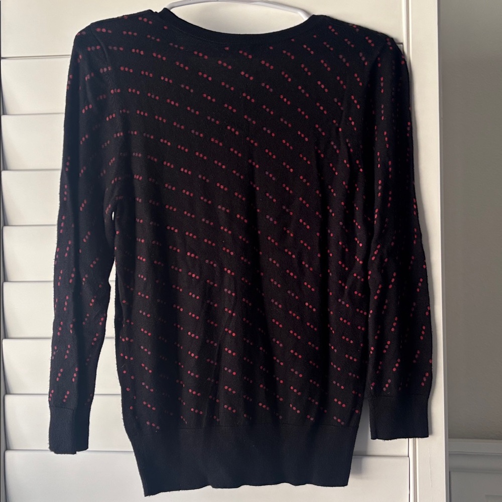 Halogen Black Cardigan with Red Dots - Picture 2 of 3